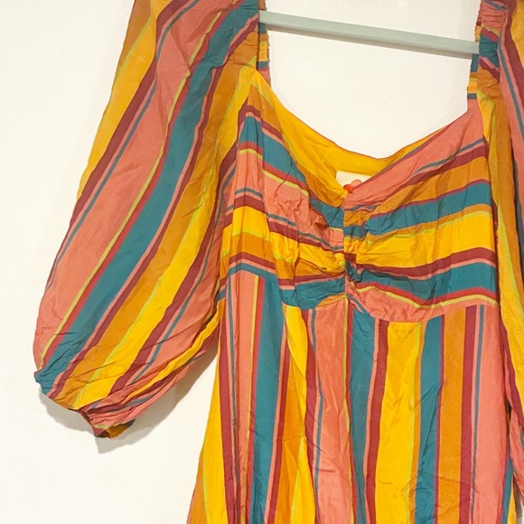 ANTHROPOLOGIE X FARM RIO Size Large RAINBOW STRIPED MIDI DRESS - Picture 4 of 7